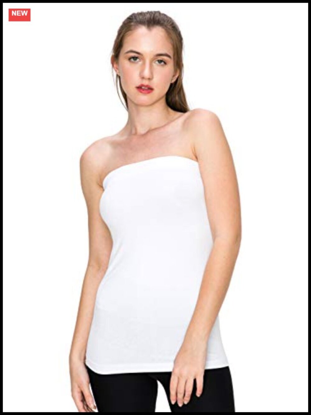 Seamless Stretch Long Bandeau Tube Top Strapless Sleeveless UPF 50+